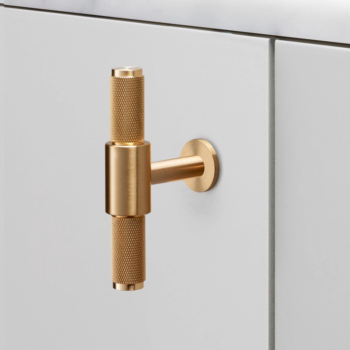 Knurled T-Bar Cabinet Handle In Solid Brass