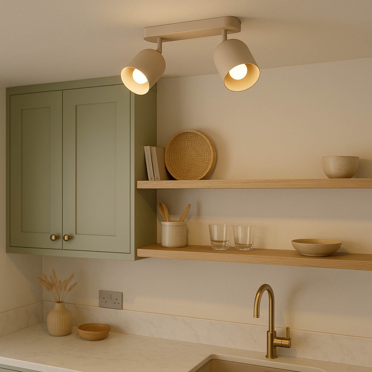 Tilston Minimalist Two Lamp Bar Spotlight in a Sandy Finish