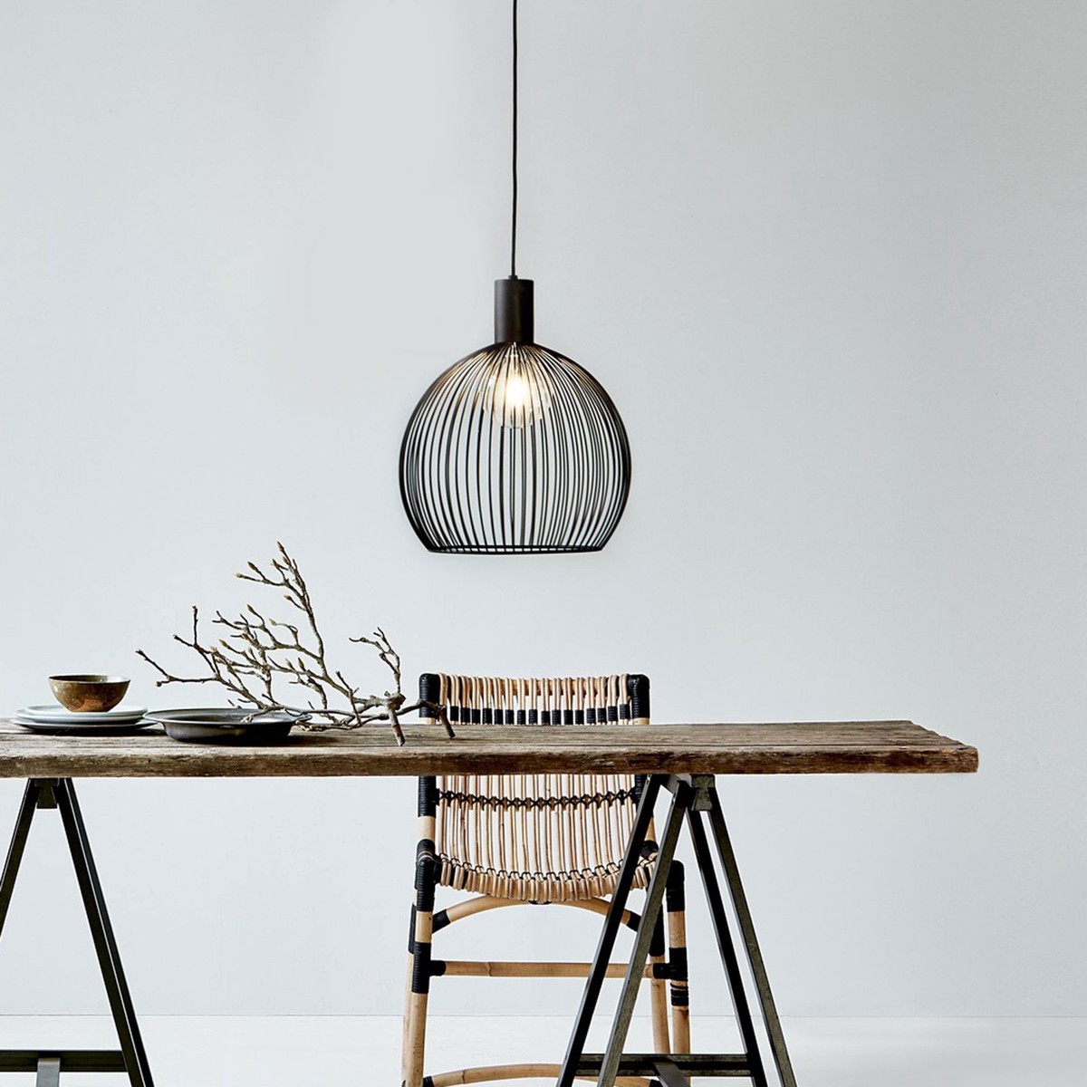 Aver 40 Wire Cage Pendant Light in Black