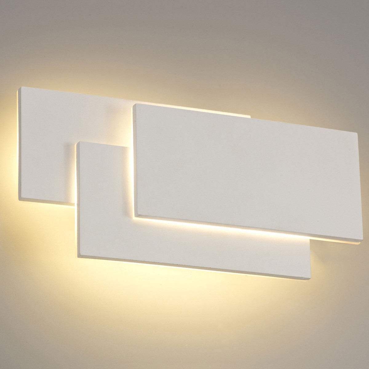 Kiania LED Rectangular Layered Wall Light in Sand White