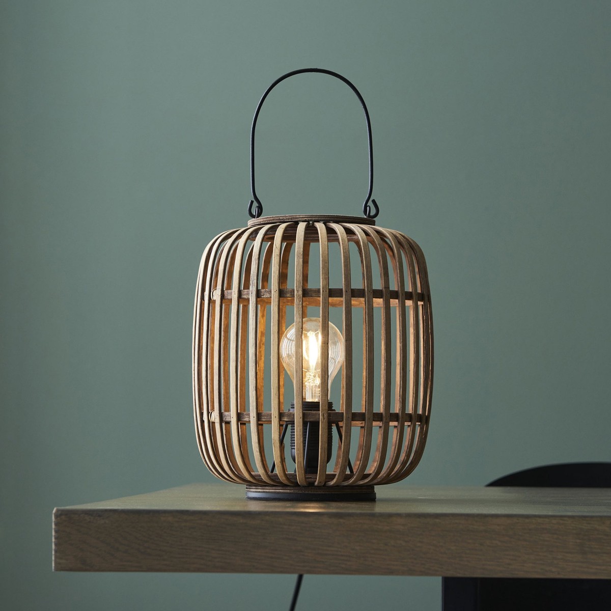 Mathias Table Lamp with Light Bamboo Cage