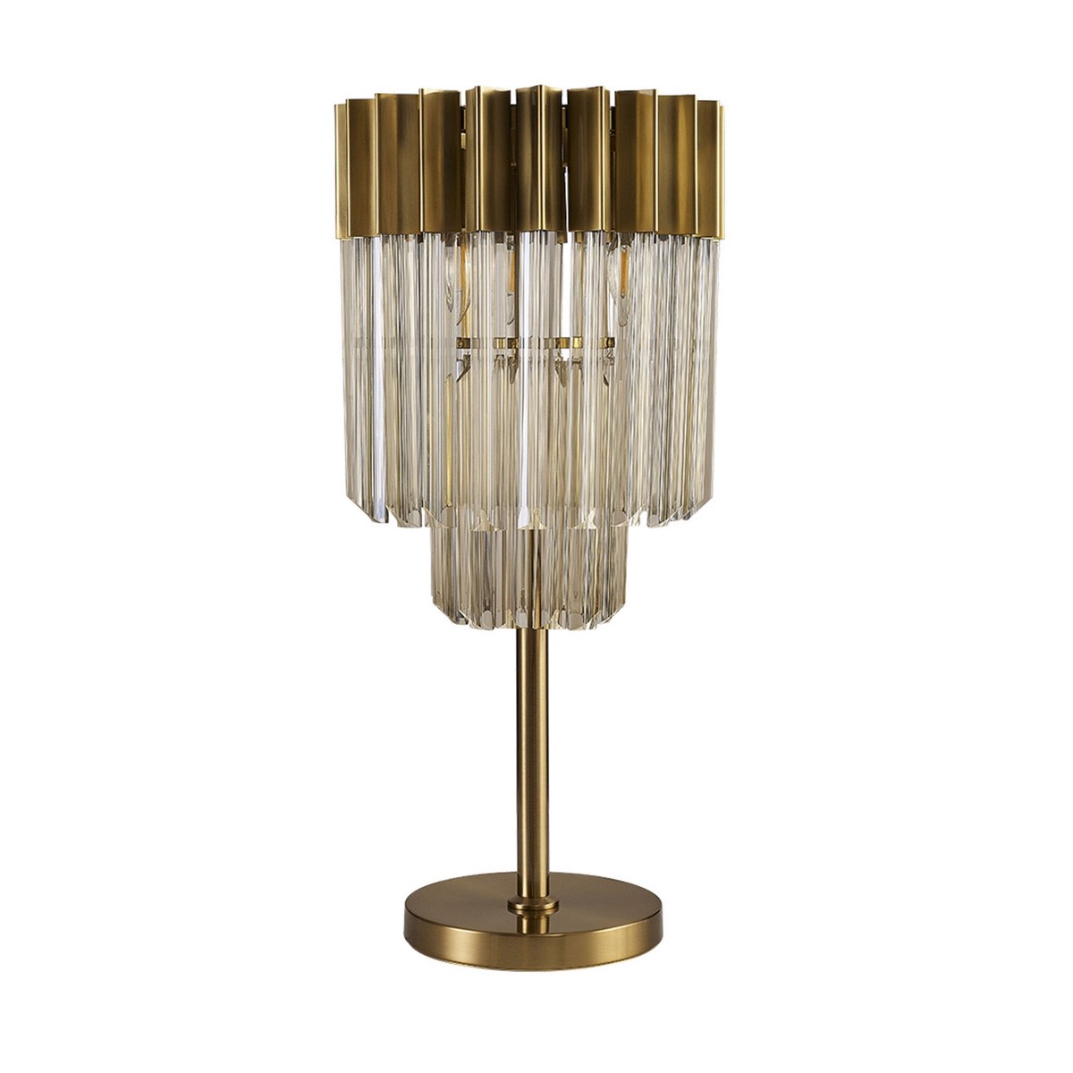 Kentisbeare Table Lamp in Brass & Cognac Glass
