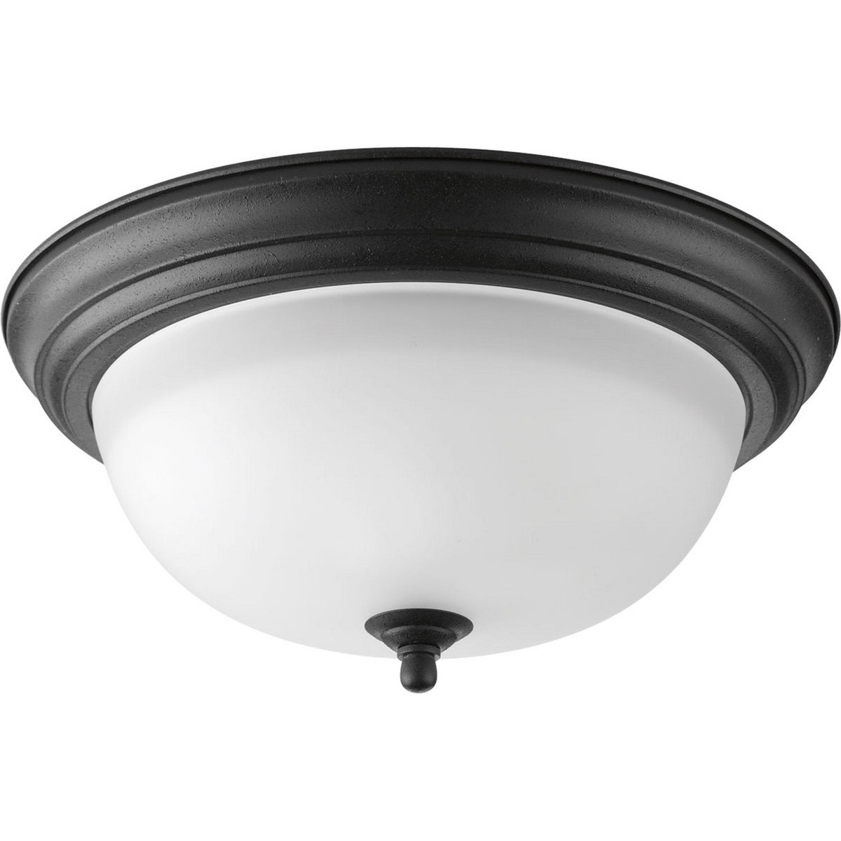 Dome Glass - Alabaster Two Light Flush Mount Forged Black