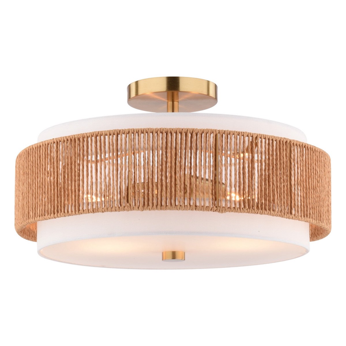 Abbotsford Two Light Semi-Flush Mount Muted Brass