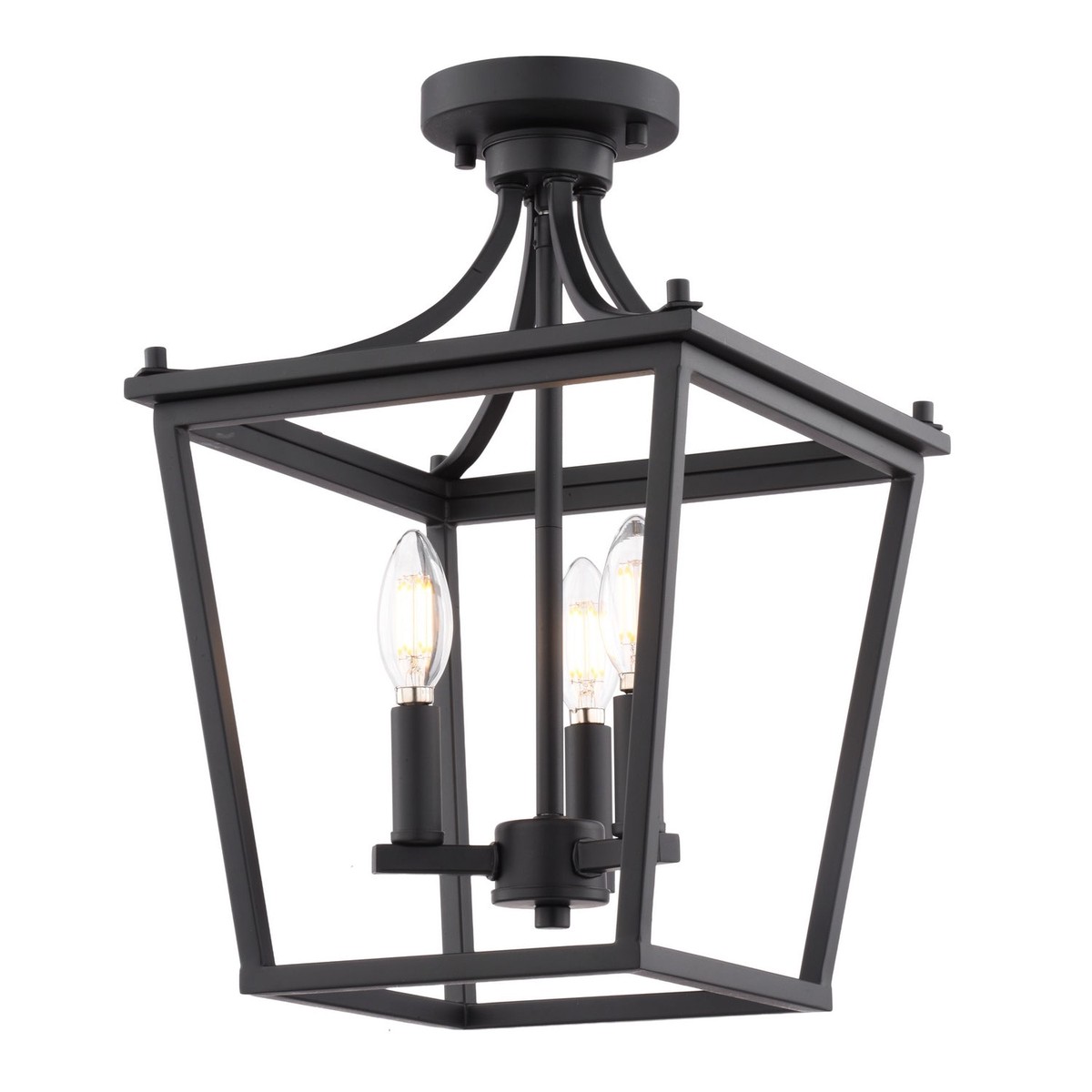 Cottage Grove Three Light Semi-Flush Mount Matte Black