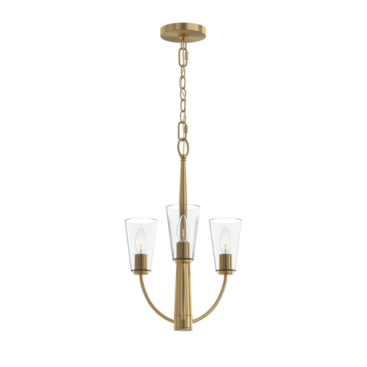 New Arrival Jheni Three Light Chandelier Brushed Gold