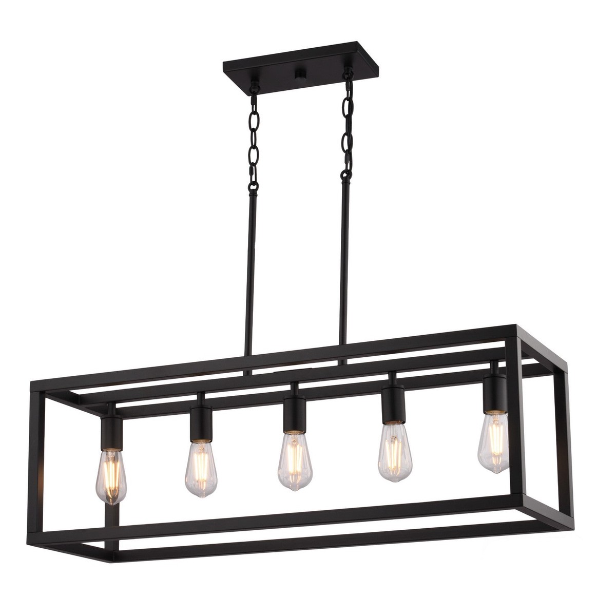 Pratt Five Light Linear Chandelier Matte Black