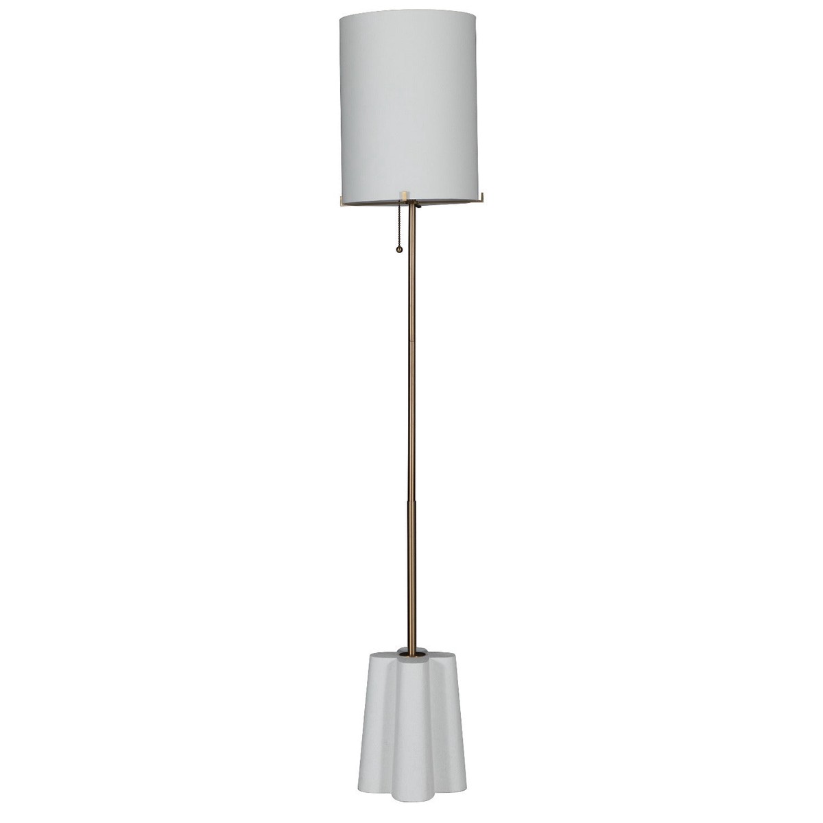 Florence One Light Floor Lamp Brushed Brass|White Linen