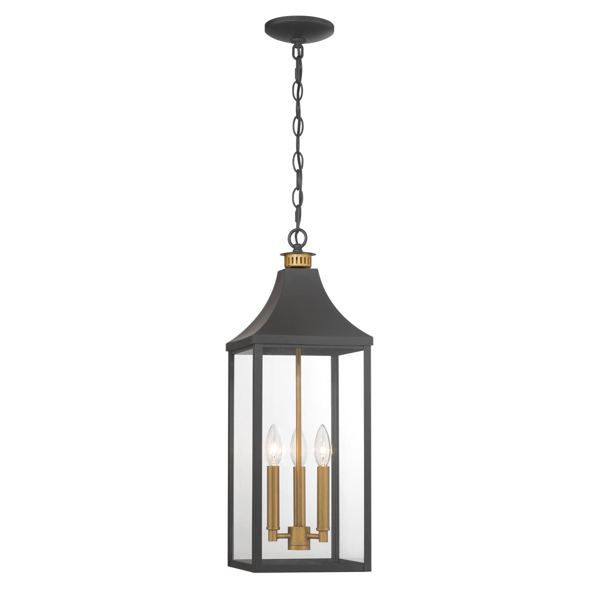 Hurstborne Three Light Outdoor Hanging Lantern Dark Matte Black