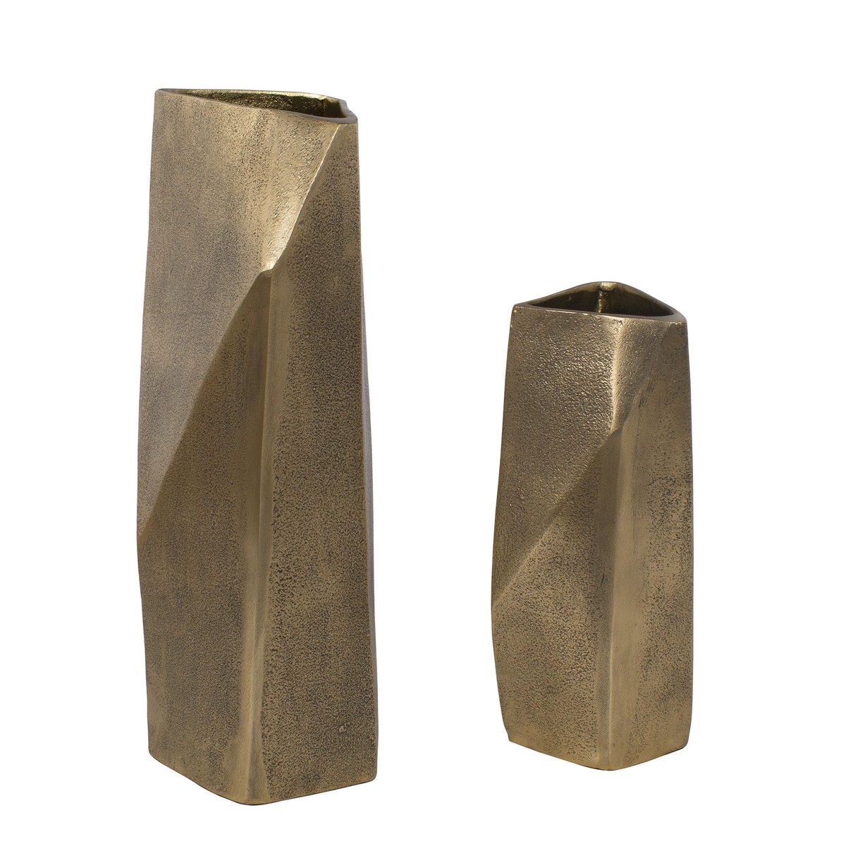 GeoForm Vases Set/2 Antique Brass