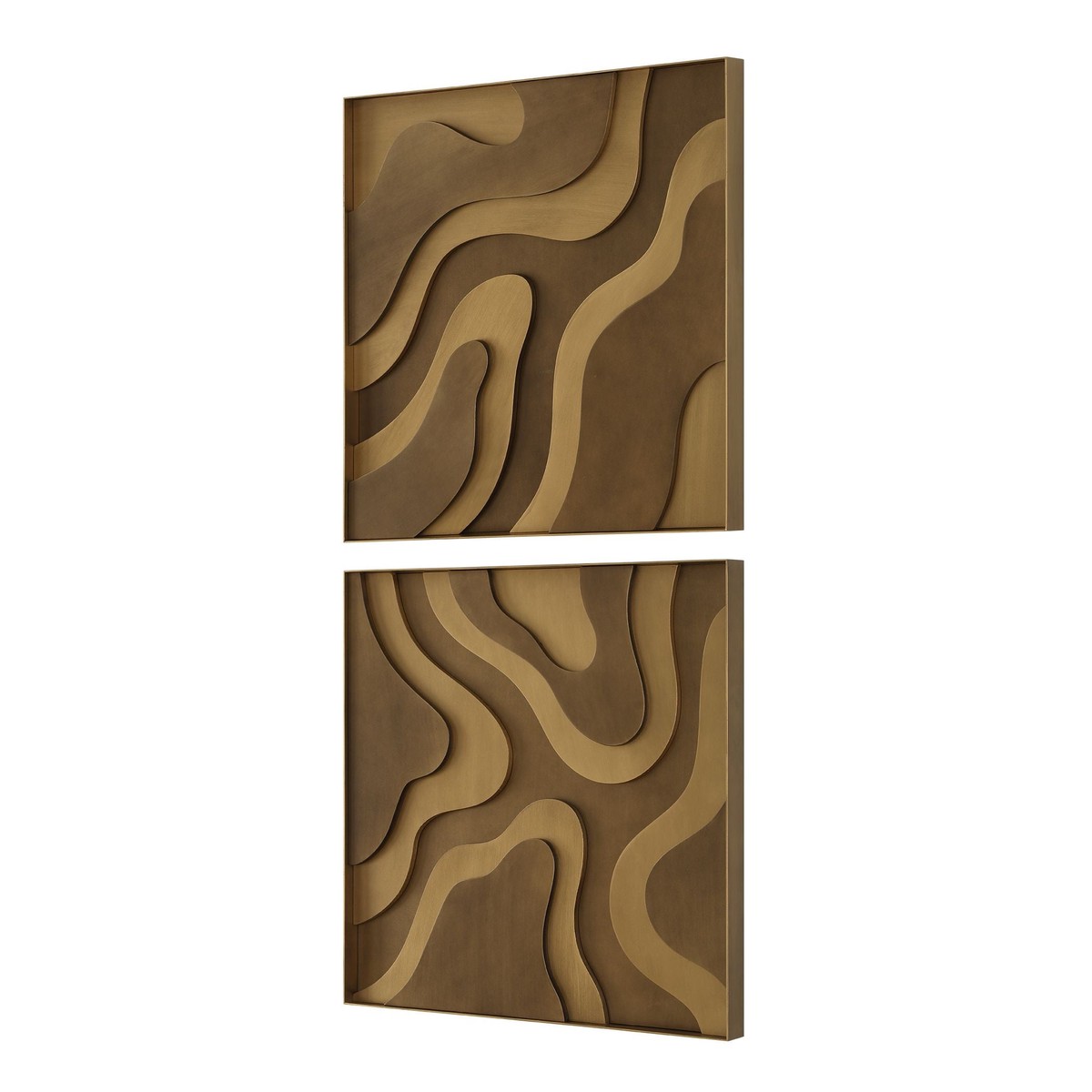 Golden Terrain Wall Decor Set/2 Antique Gold And Bronze