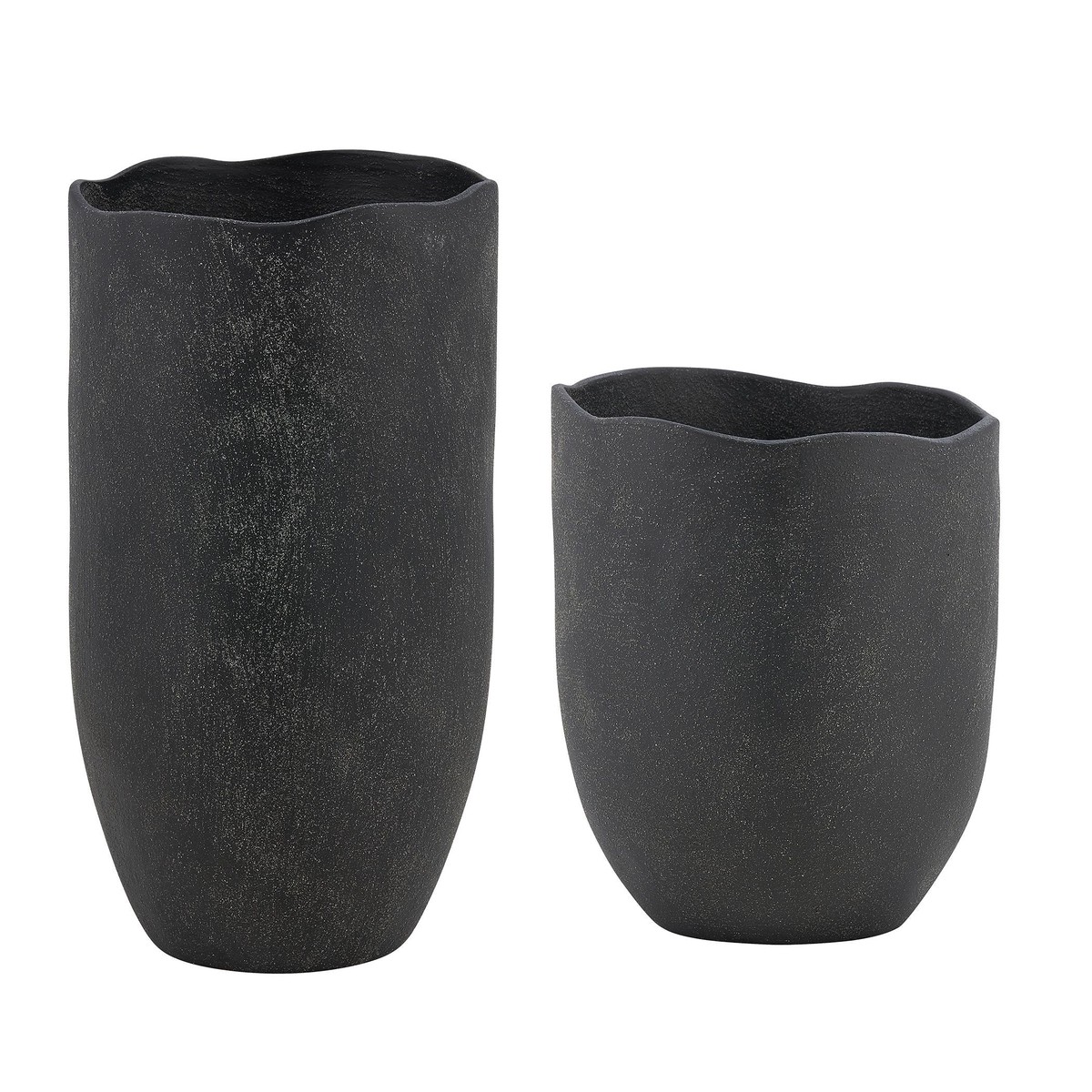 Komorebi Vases Set/2 Matte Black
