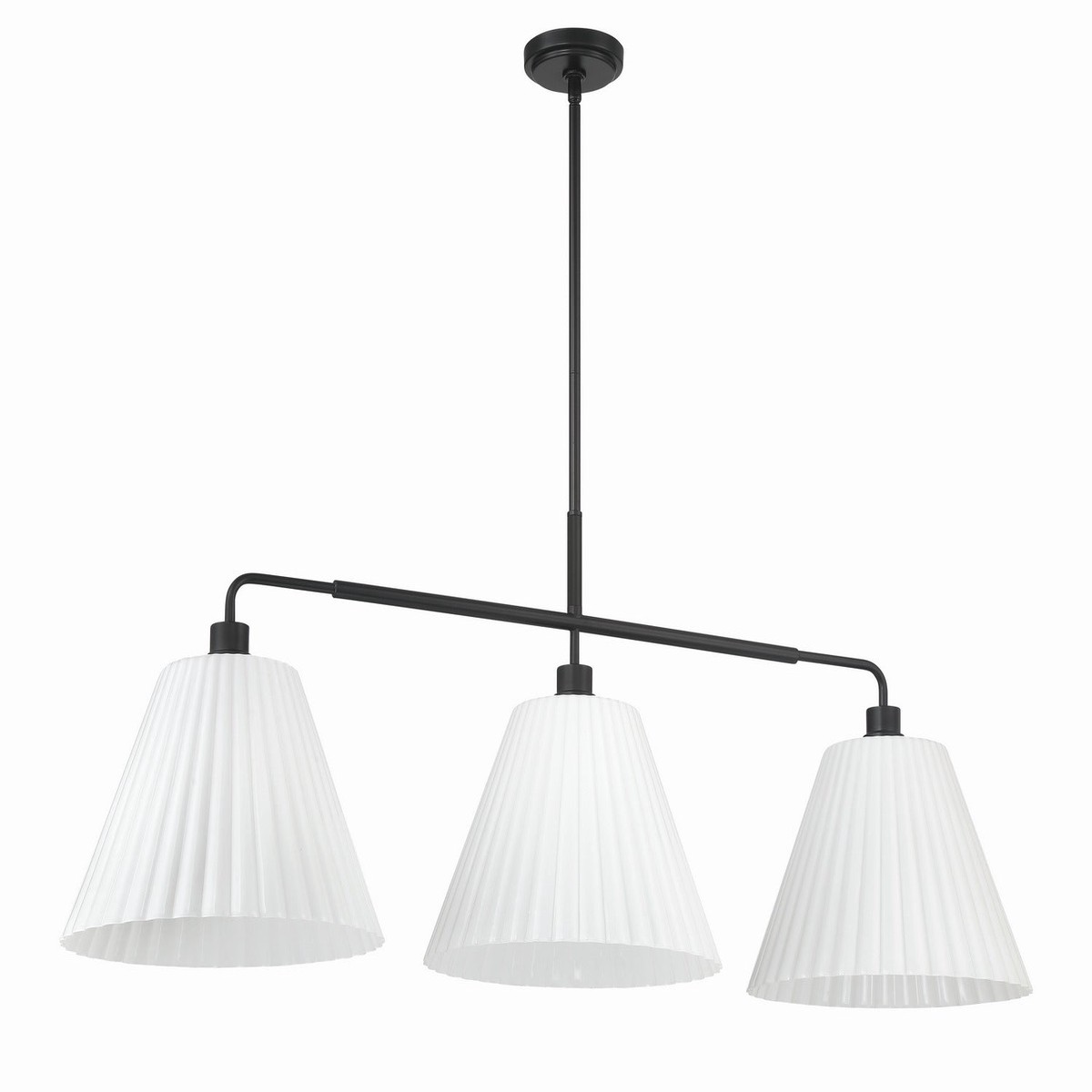 Pleated II Three Light Island Pendant Flat Black