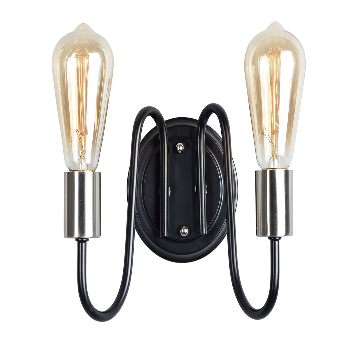 Haven Two Light Wall Sconce Black / Satin Nickel