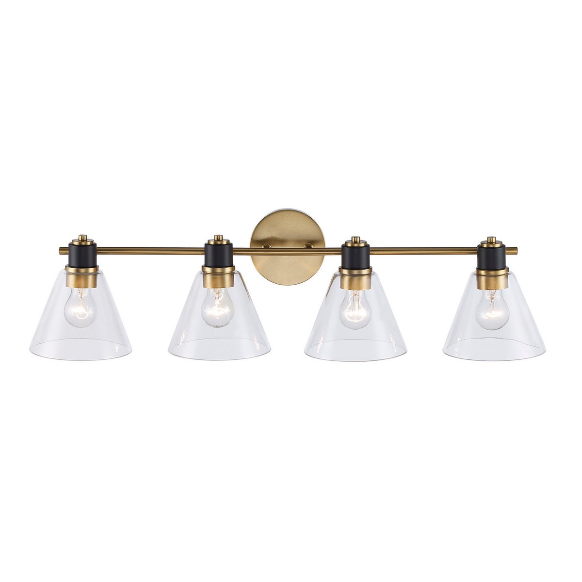 Four Light Vanity Antique Gold/Black