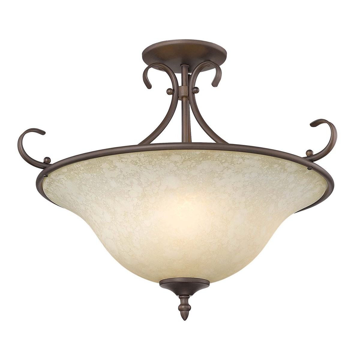 Homestead Three Light Semi-Flush Mount Rubbed Bronze