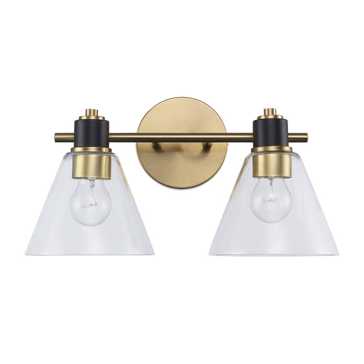 Two Light Vanity Antique Gold/Black