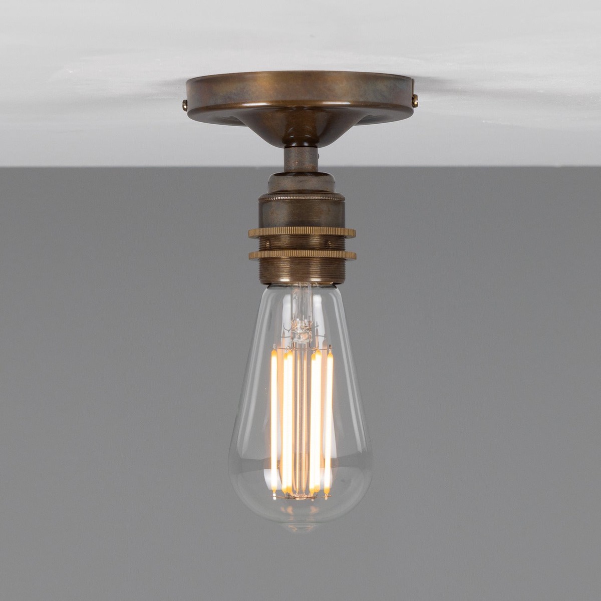 Bexter One Light Flush Mount Antique Brass