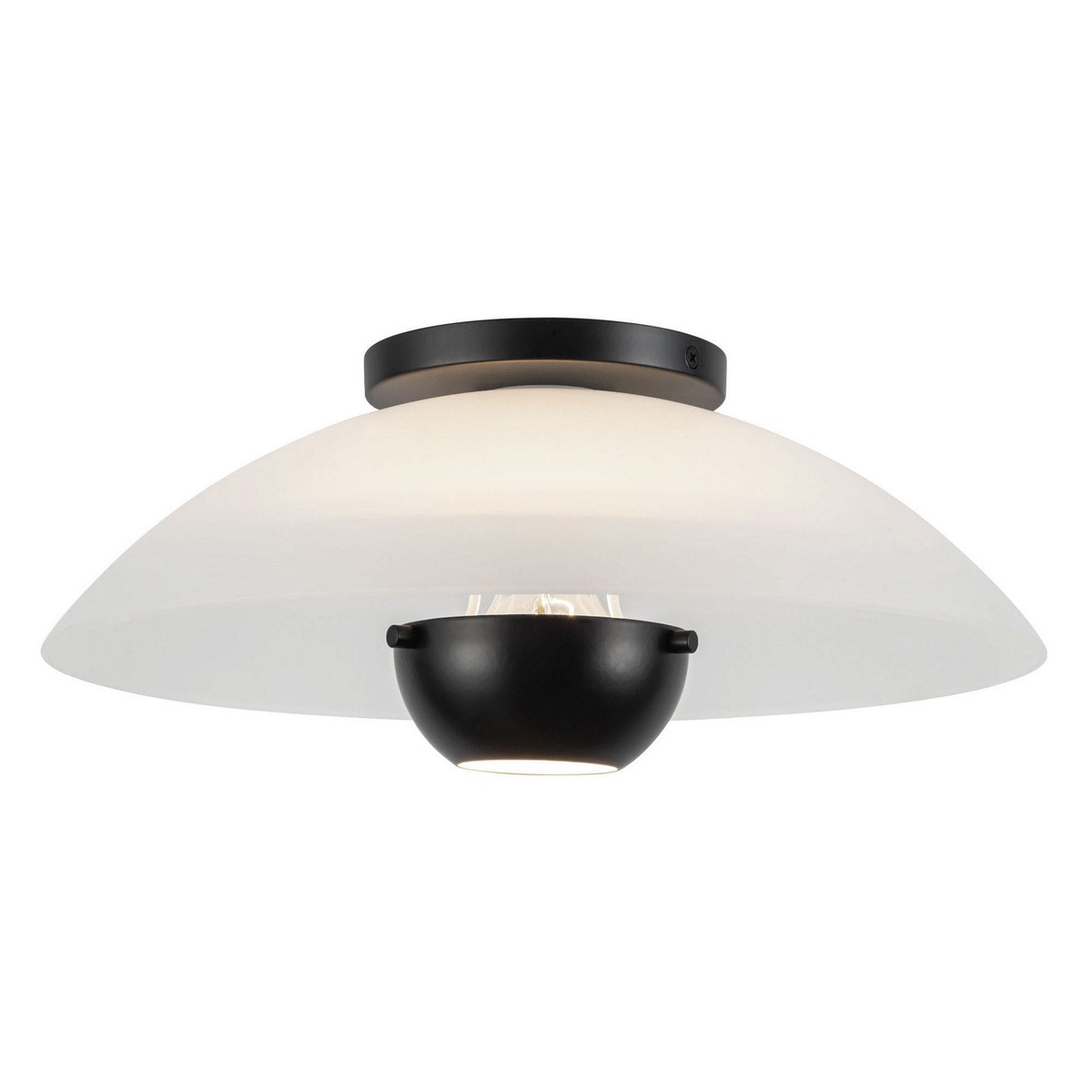Umbra One Light Semi-Flush Mount Opal Glass/Black