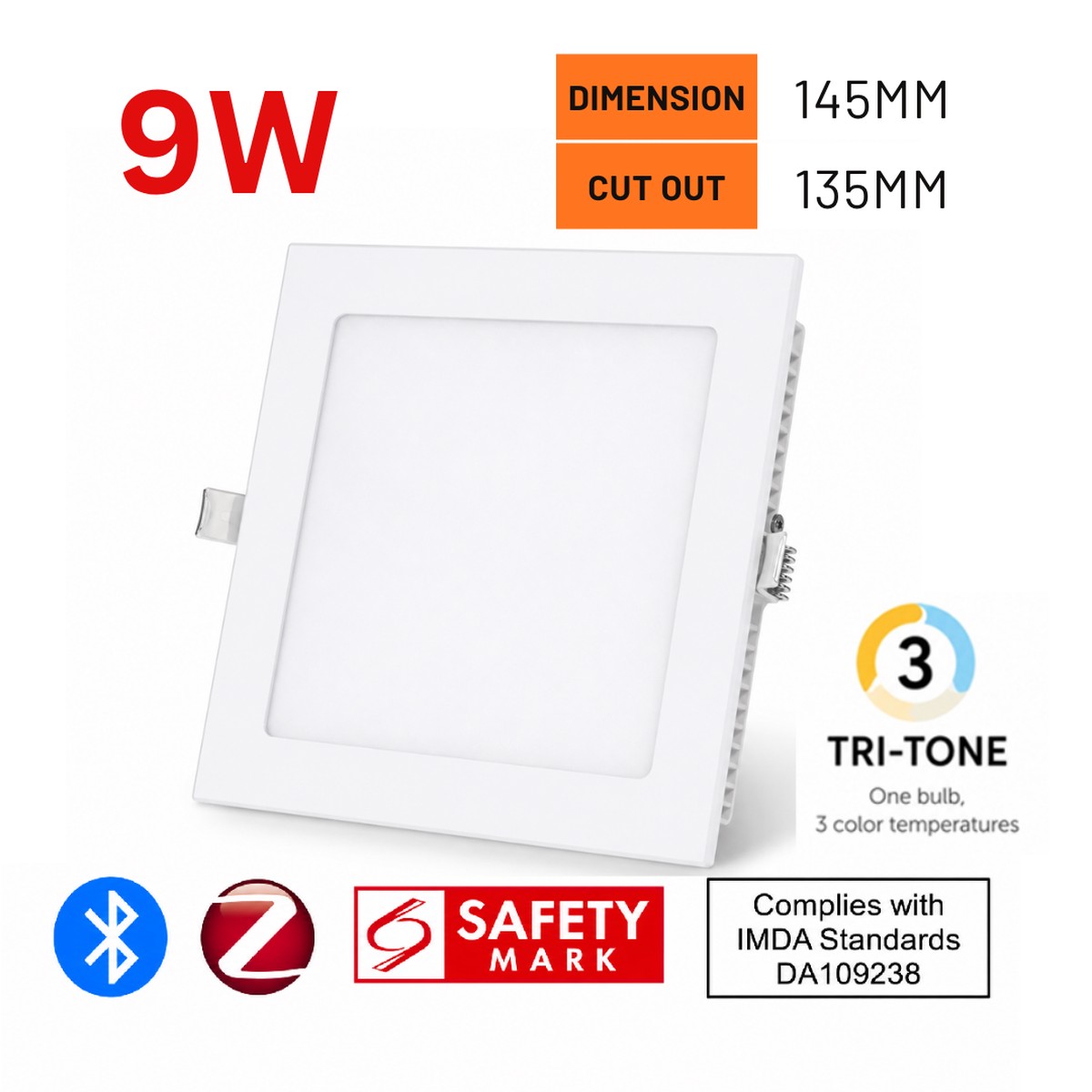 Dahlia Recessed Smart Downlight 9W Square 3-Tone