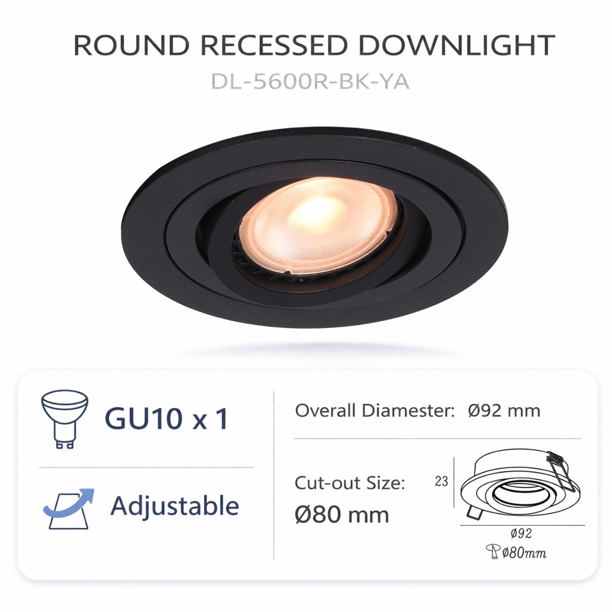 Modern Adjustable Recessed Spotlight (GU10) DL-5600r