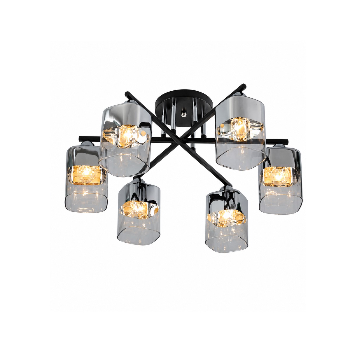 Modern Ceiling Pendant Light | Black Smoke Glass