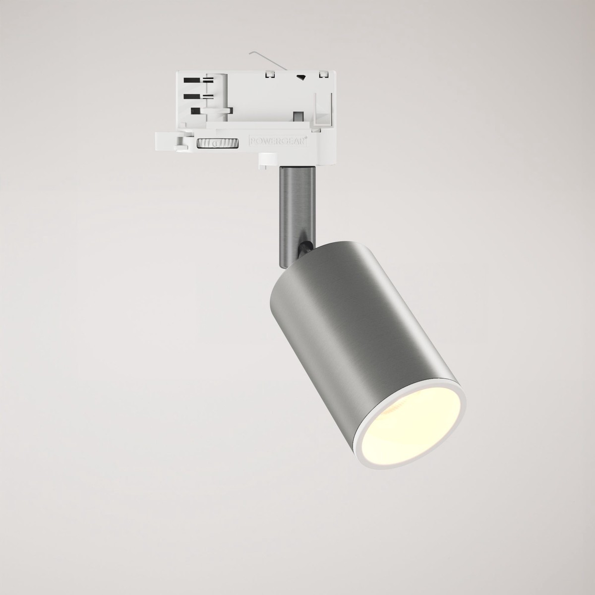 Adjustable Bispot Spotlight for track system - Satin Titanium / Matte White