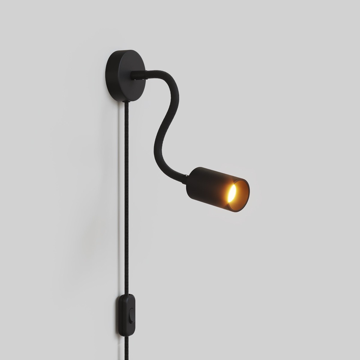 Lamp with Plug and adjustable arm, GU10 Bispot Spotlight Spotlight - Black