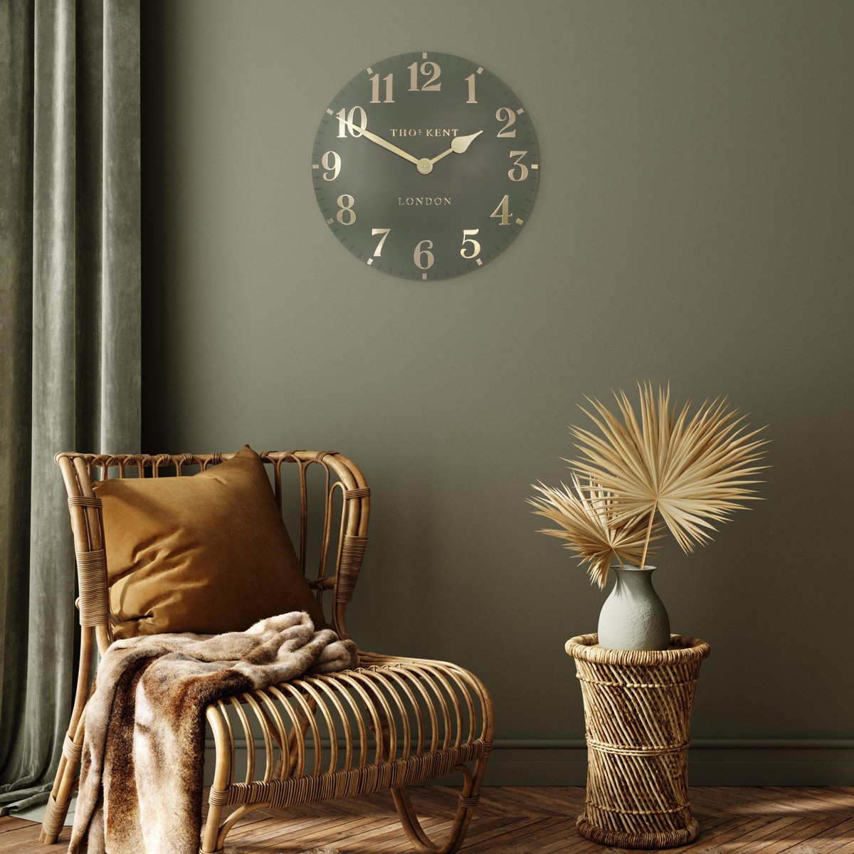 Arabic Wall Clock Lichen Green 20in