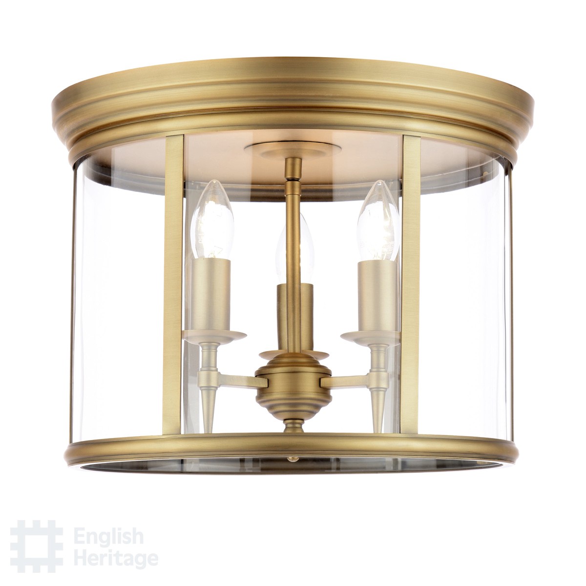 Marble Hill Aged Brass 3 Light Glass Flush Light