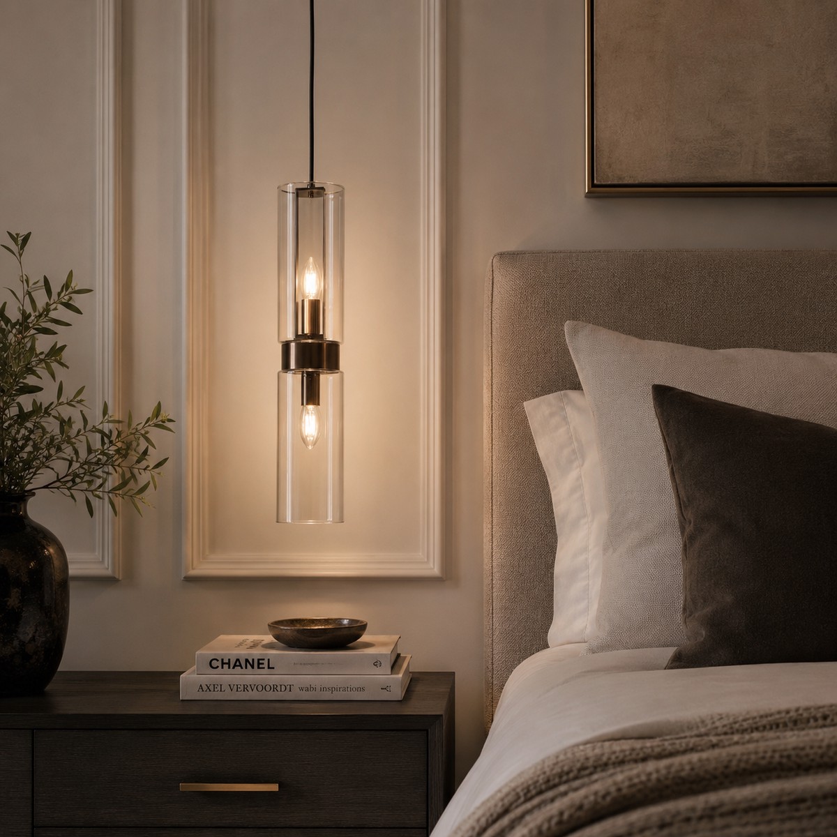 Revere Bronze & Clear Glass Single Pendant Light