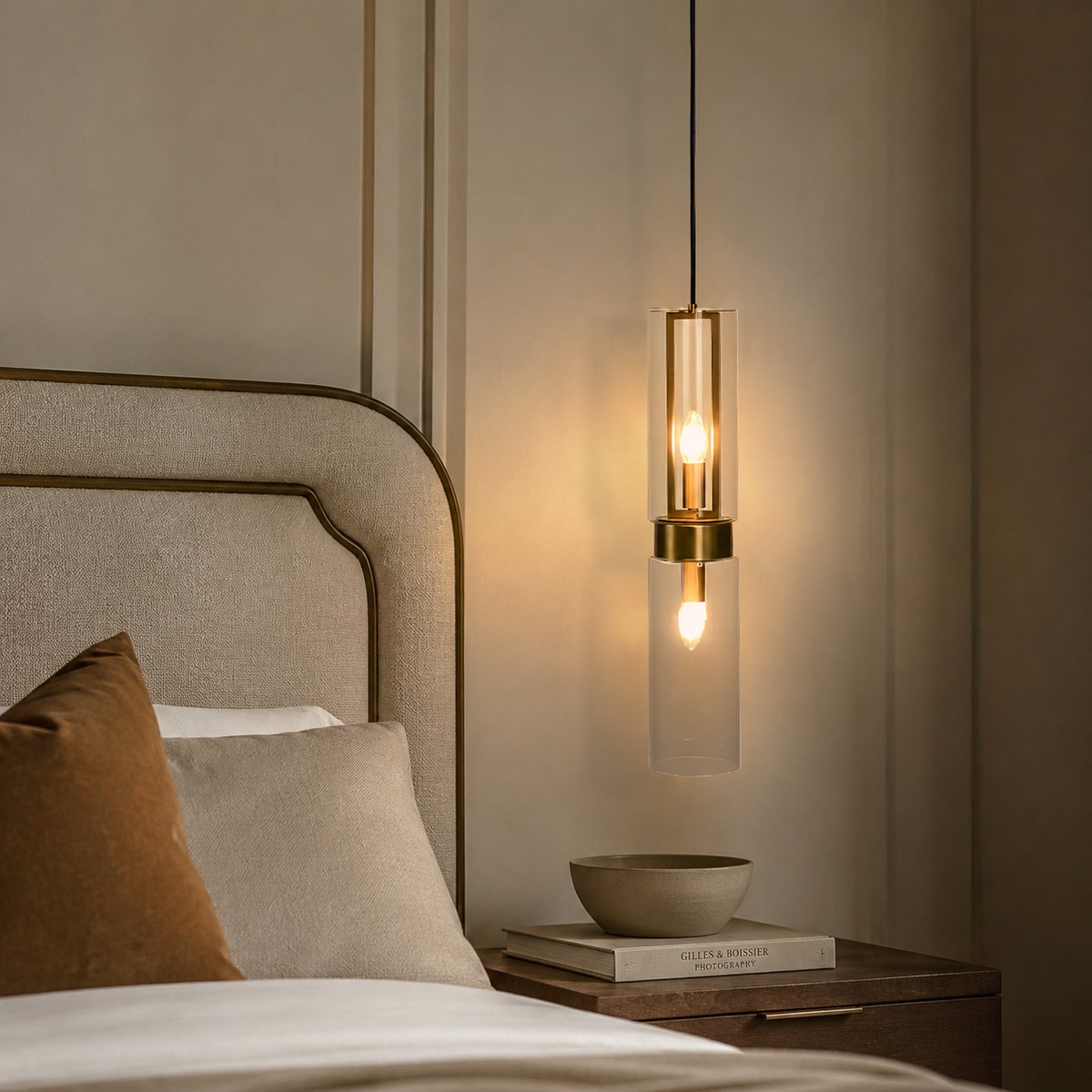 Revere Gold & Clear Glass Single Pendant Light