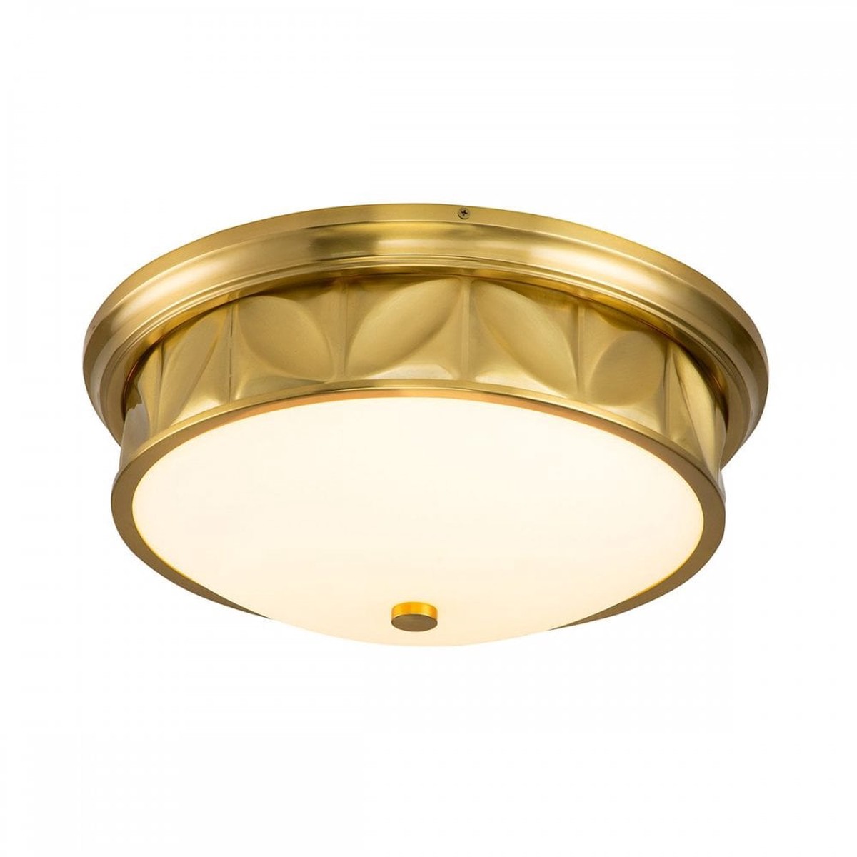 Epsilon Aged Brass & Opal Glass Flush Ceiling Light