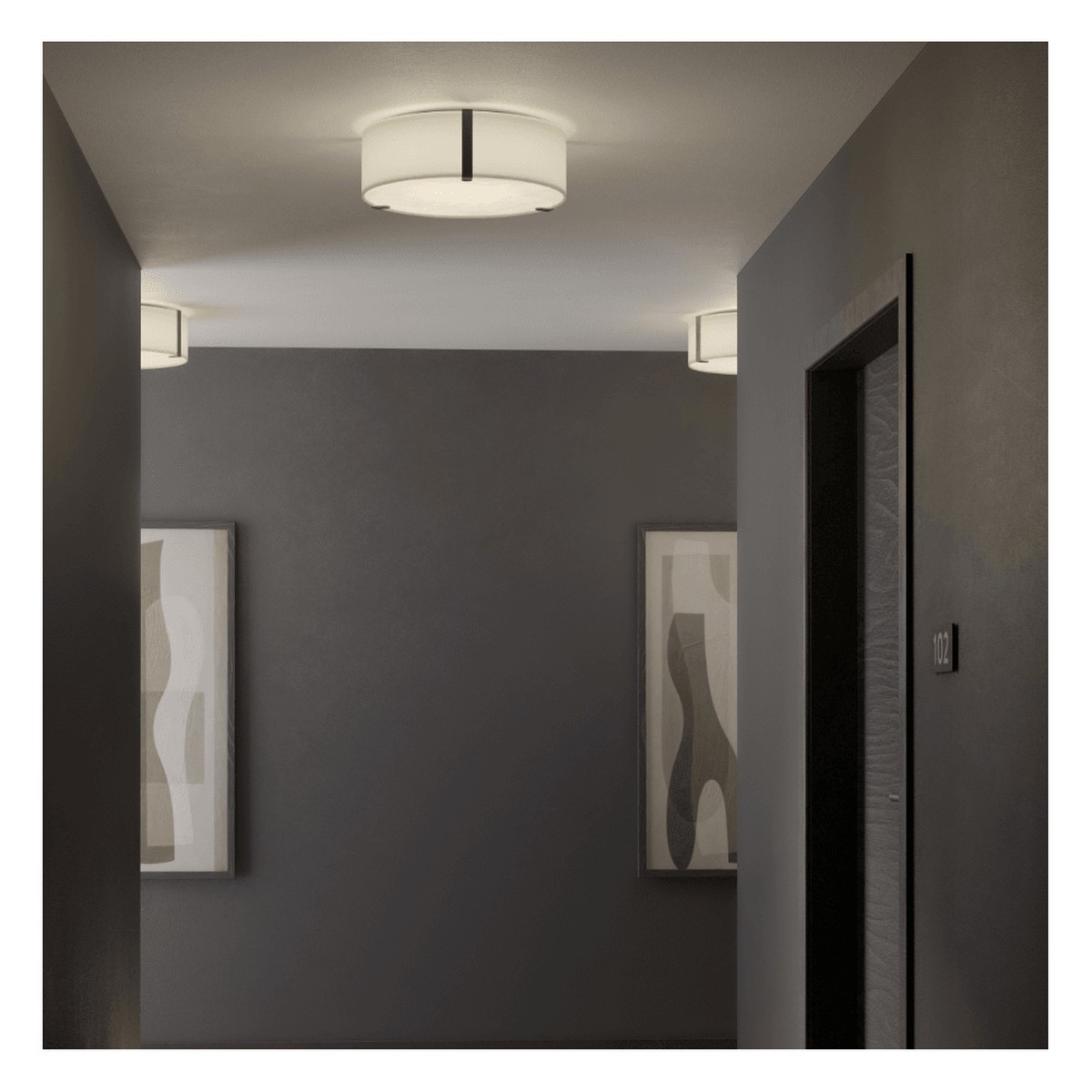 Salina 400 White Fabric Flush Light