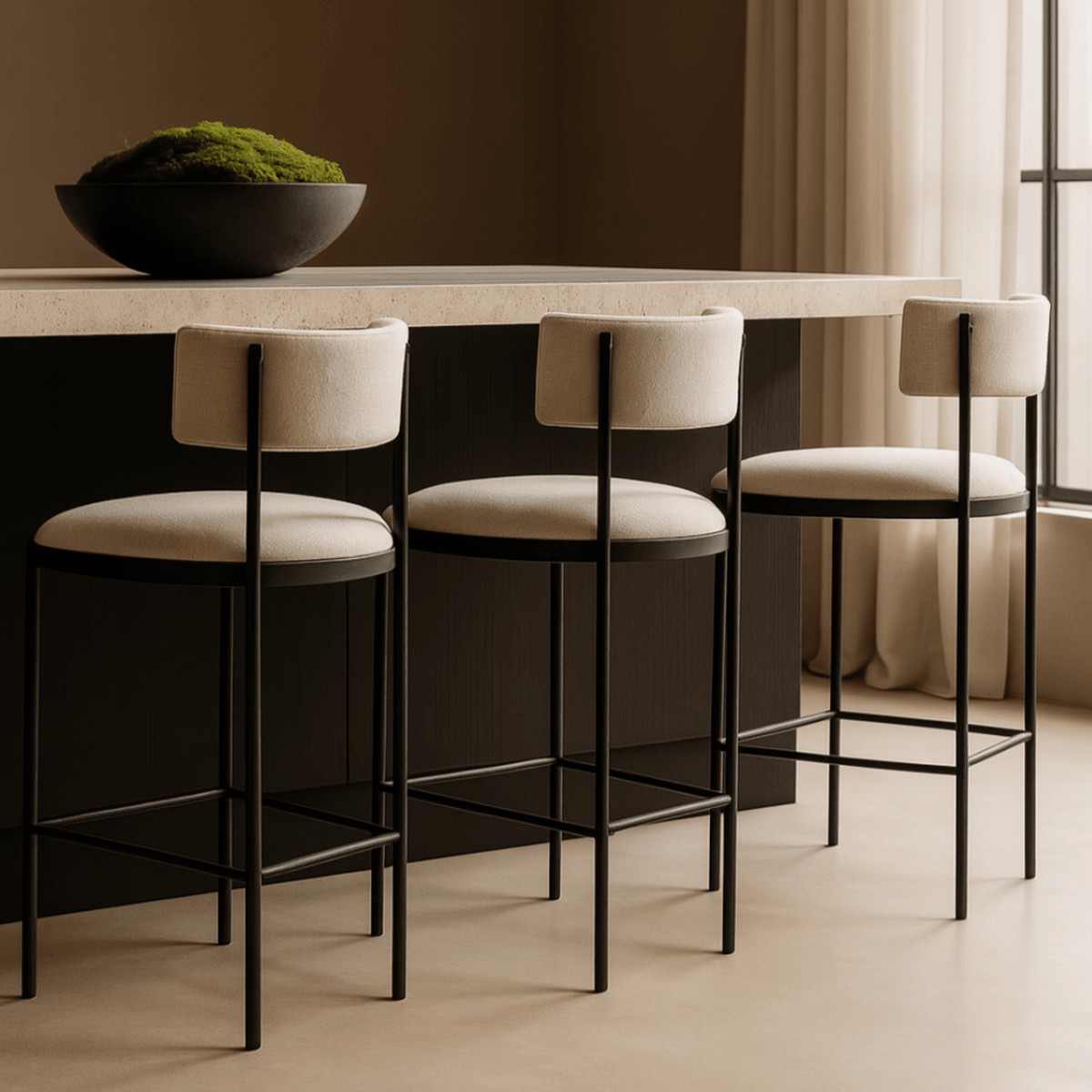 Envie Giselle Grey Beige Counter Bar Stool