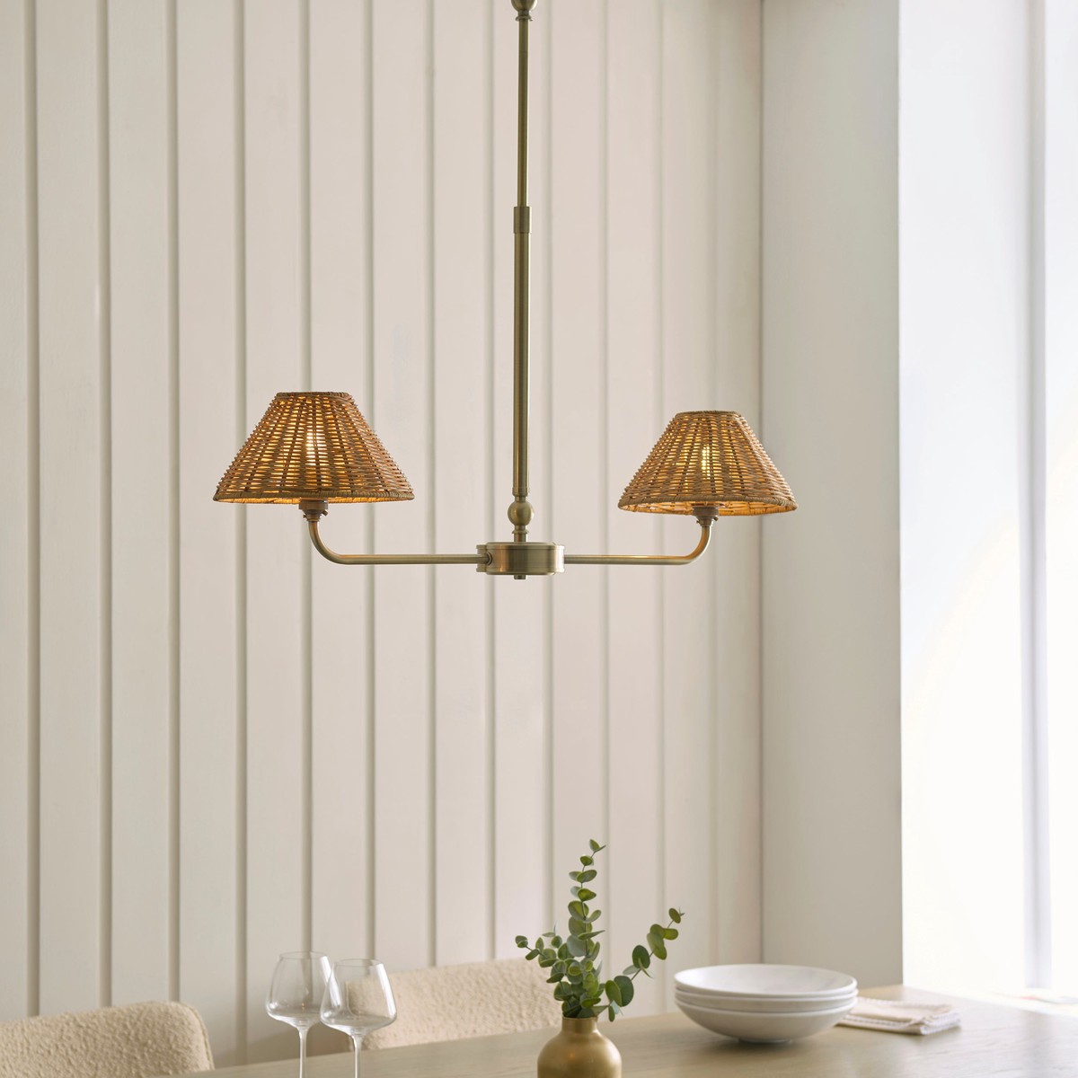 Jericho Antique Brass 2 Light Linear Pendant Light