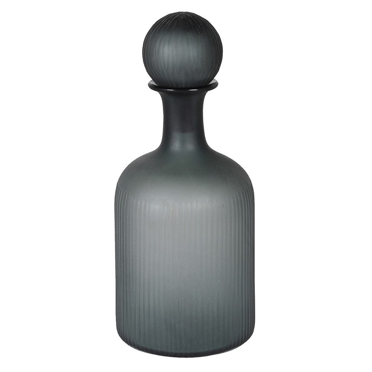 Large Grey Ribbed Bottle with Ball Topper