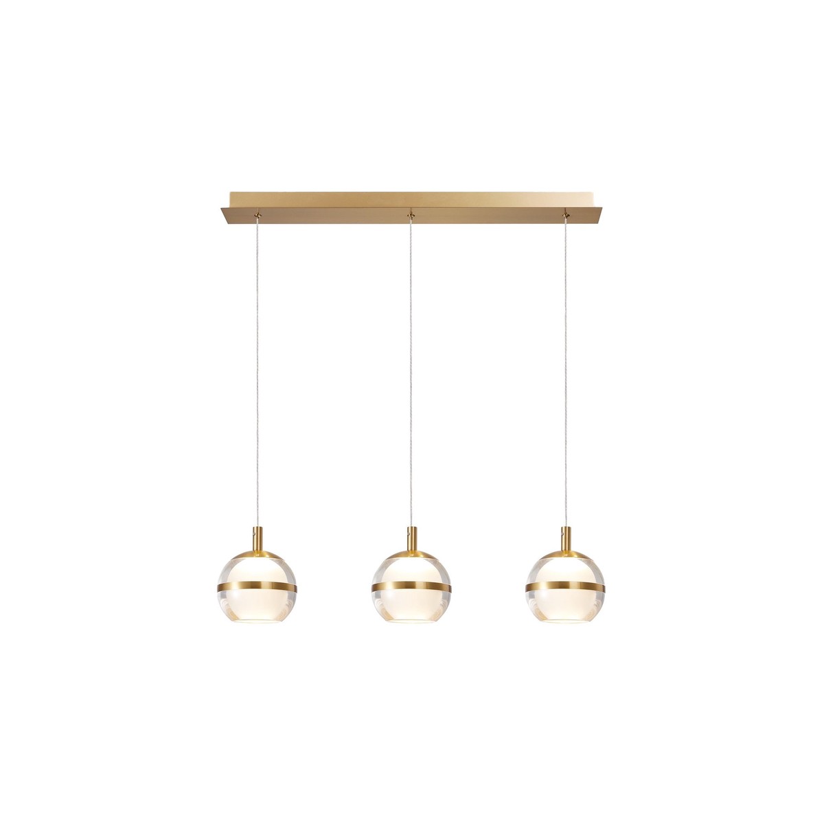 Slice Gold 3 Light Glass LED Bar Pendant Light
