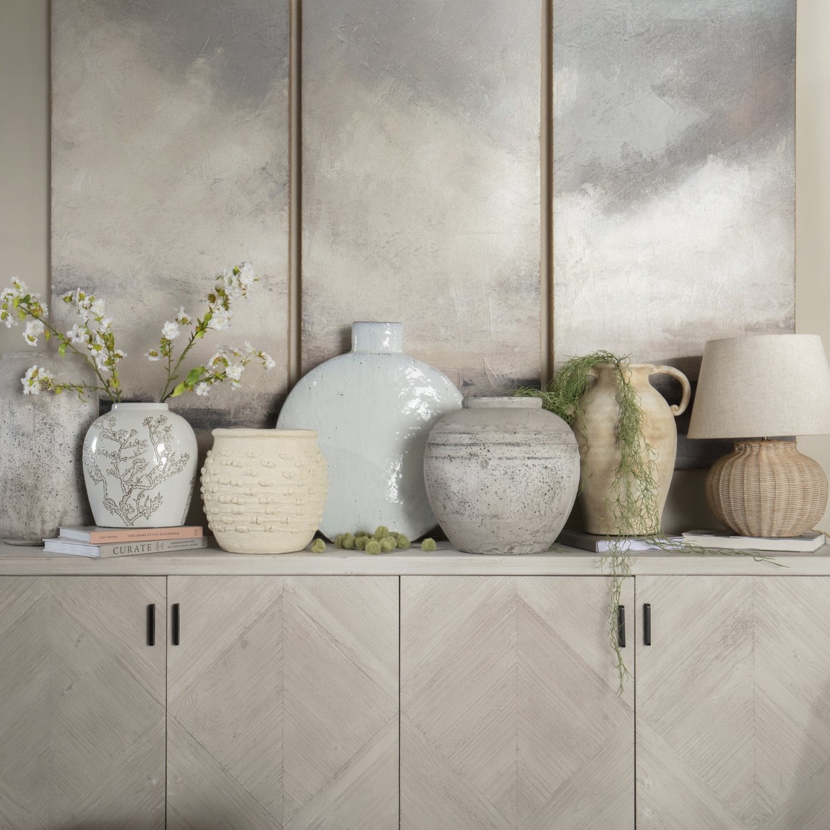 Tall Grey Distressed Stone Vase