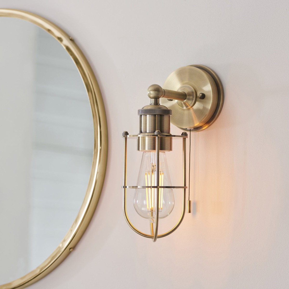 Crew Antique Brass Wall Light IP44